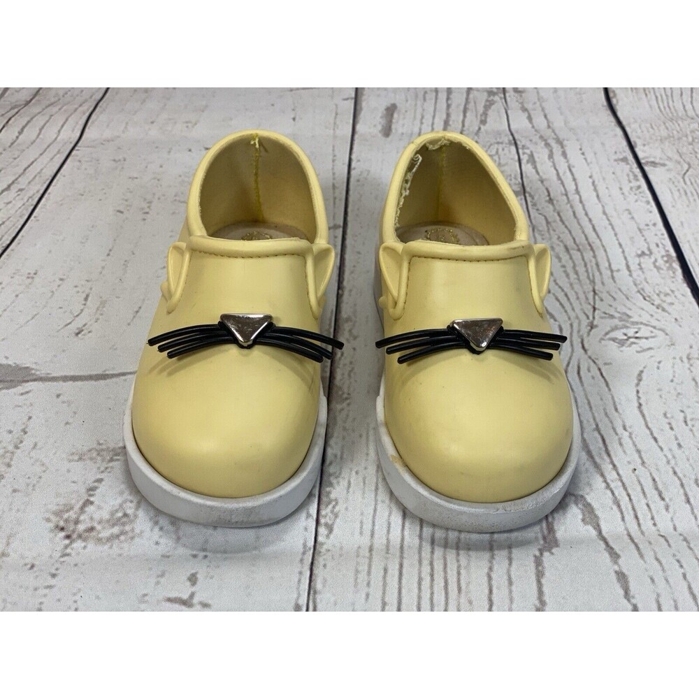 Toddler Girls Mini Melissa Yellow Cat Slip On Rubber Sneakers Size 6